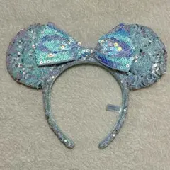 ディズニー カチューシャ スパンコール 水色 ミニー キラキラ TDR