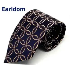 Earldom ネクタイ 紺色　サークル柄　シルク100% ハンドメイド　日本製のサムネイル