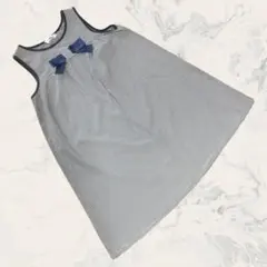 【美品】べべ　ボーダー　ストライプ ノースリーブ ワンピース　140