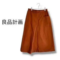 【リョウヒンケイカク】デニムスカート　Aライン　ビッグポケット　ジップアップ　茶のサムネイル
