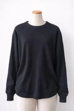 無印良品 ワッフルT 長袖 ブラック Mサイズ 着回し◎