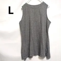 薄手　グレー　ボーダー　タンクトップ　 Lサイズ　海外　US古着