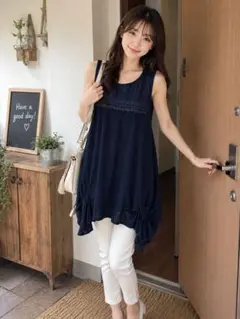 axes femme チュニック ノースリーブ ネイビー　M Lのサムネイル