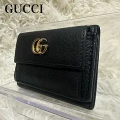 グッチ マーモント 三つ折り財布 シボ革 型押し レザー ミニ GG金具