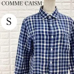 COMME CA ISM カジュアルシャツ チェック柄 7分袖 麻 A4378のサムネイル