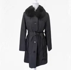 【未使用】DAKS トレンチコート ダウンライナー付 ファー付 ブラック系 ４０