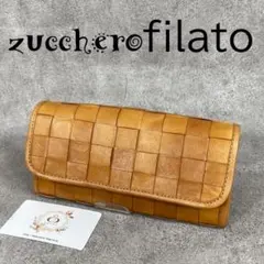 【未使用】zucchero ズッケロ 牛革 メッシュ 編み込み 長財布 ブラウンのサムネイル