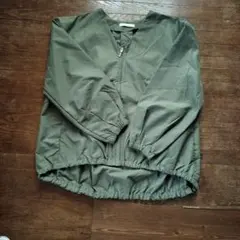 ノーカラージャケット オリーブグリーン