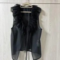 Ray BEAMS シアー オーガンジーベスト ブラック