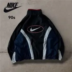 90sナイキNIKEナイロンジャケットスウォッシュロゴ刺繍短丈好配色テック古着L