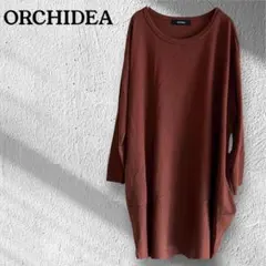 オーキディア ウール100%チュニックワンピース ブラウン ゆったり L相当