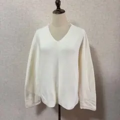 UNIQLO 3DコットンリラックスVネックセーター Vネック ホワイト