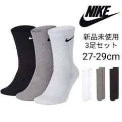 新品未使用 NIKE クルーソックス 白黒グレー3足 27~29cm 国内正規品のサムネイル