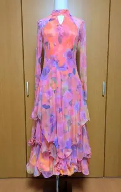 イチオク　社交ダンス衣装　薔薇柄　オレンジ系のサムネイル
