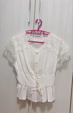 マジェスティックレゴン　半袖レース付きブラウス