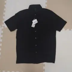 ユニクロ　エアリズムコットン　フルオープンポロシャツ　ブラック　Lサイズ