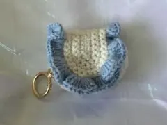 ミニフリルポーチ　ホワイト×水色