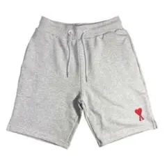 新品 アミパリスAmi Parisハートロゴハーフパンツ ライトグレー S