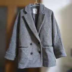 Nico and … Pコート グレー ダブルボタン