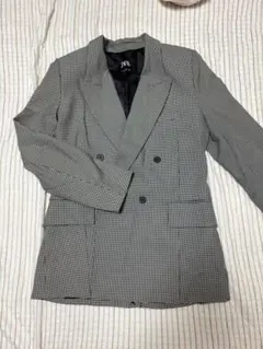 ZARA テーラードジャケット チェック柄 ダブルのサムネイル