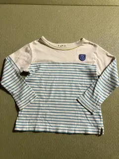 長袖カットソー 白と水色のストライプ