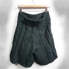 ケーブル編み ニットハーフパンツ 黒