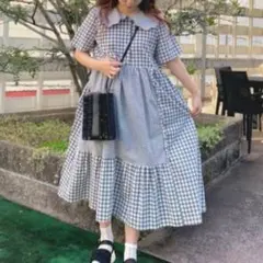 本日限定価格merryjenny ギンガムスカラップカラーワンピース　black