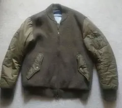 ​【名作】DIESEL 異素材切替 ニット ボンバージャケット MA-1 カーキ