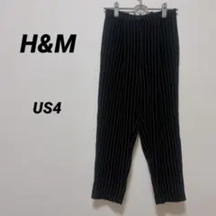 H&M 【 US4 】DIVIDED ブラックストライプ スラックス