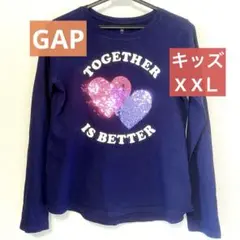 GAP KIDS 長袖Tシャツ ネイビー スパンコール ハート