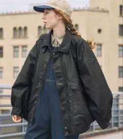 月*中様 比翼デザインヴィンテージライク オーバーサイズブルゾン　2way ユニ