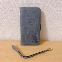 Galaxy A23 5G 手帳型 可愛い 猫 おしゃれ ストラップ付 グレー