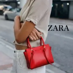 ZARA ミニ ハンドバッグ スクエア 赤