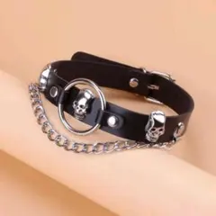 新品★ 合皮 スカル チェーン ベルト チョーカー