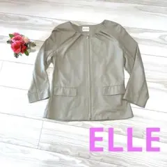ELLE 7分袖　ノーカラージャケット　ベージュのサムネイル