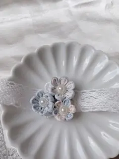 ベビーヘアバンド　つまみ細工　お宮参り　お食い初め　誕生日　月齢フォト