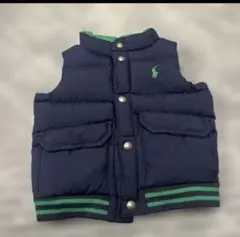 リバーシブル ダウンベスト ネイビー グリーン 85cm