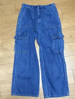GUカーゴパンツ デニム 4ポケット　丈長め