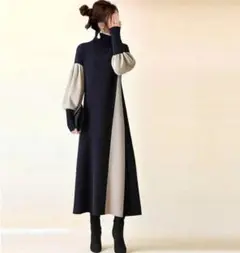 ワンピース 大きいサイズ レディース 長袖 ロングワンピース きれいめ 上品