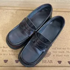 ダークブラウン レザー 合皮 ローファー