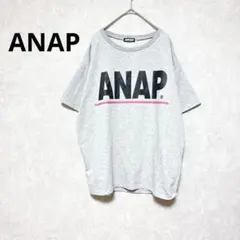 ANAP アナップ　Tシャツ　ロゴプリント　バックプリント　英語　グレー　Fのサムネイル