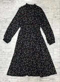 ⁠【GRL】グレイル 花柄 ハイネック ロングワンピース Lサイズ ブラック系⁠
