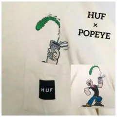 HUF × POPEYEコラボ 胸ポケ キャラクターTシャツL 両面プリント