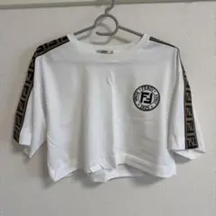 FENDI ロゴテープ クロップドTシャツ ホワイトのサムネイル