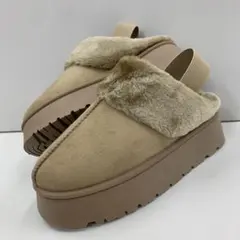 新品★レディース★Lサイズ★ムートンブーツ サボ 厚底サンダル 薄茶色 600