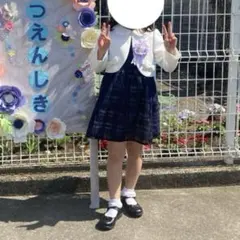 キッズ　フォーマル　ドレス 110　入学式　卒園式　発表会　ホワイト ネイビー