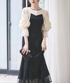 オケージョンドレス/レース オフショル マーメイド フレアワンピース ドレス