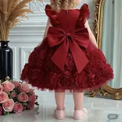 SHEIN シーイン ドレス　リボン　フリル　赤　90 ワンピース　結婚式