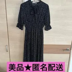 春夏秋★5分袖ワンピース ブラック しまむら