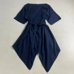 美品　LIMI feu アシンメトリー テンセル100% ネイビー M・L相当